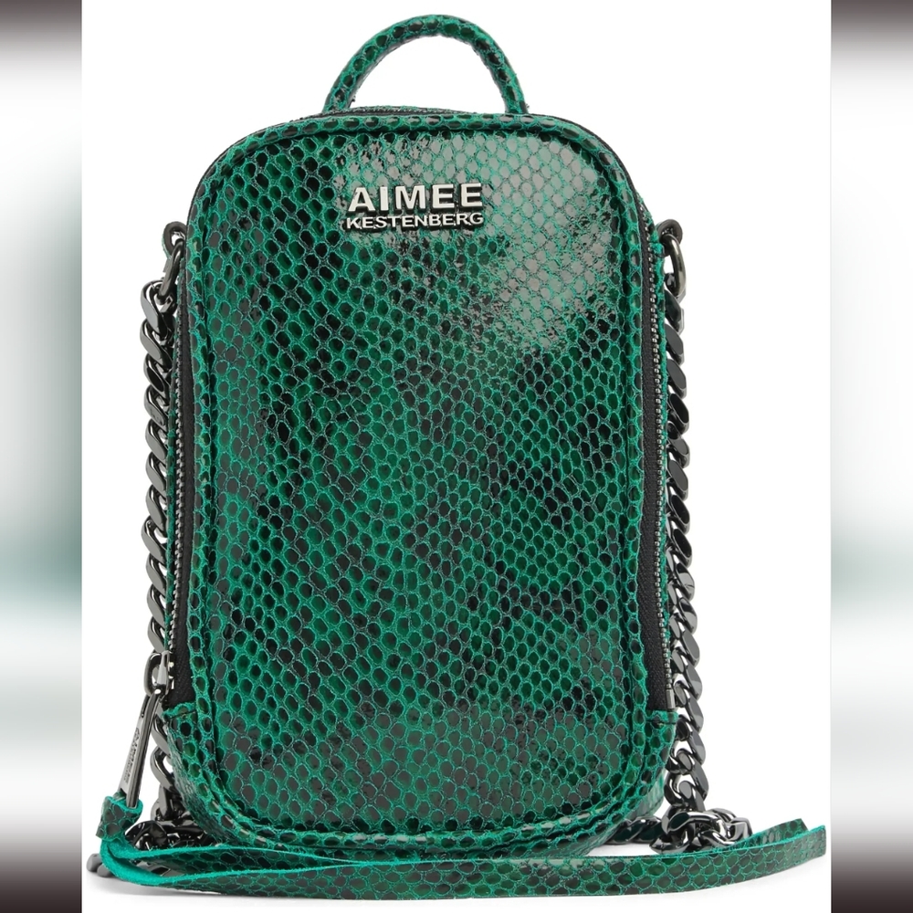 Aimee Kestenberg Chelsea Crossbody Purse in Emerald Snake